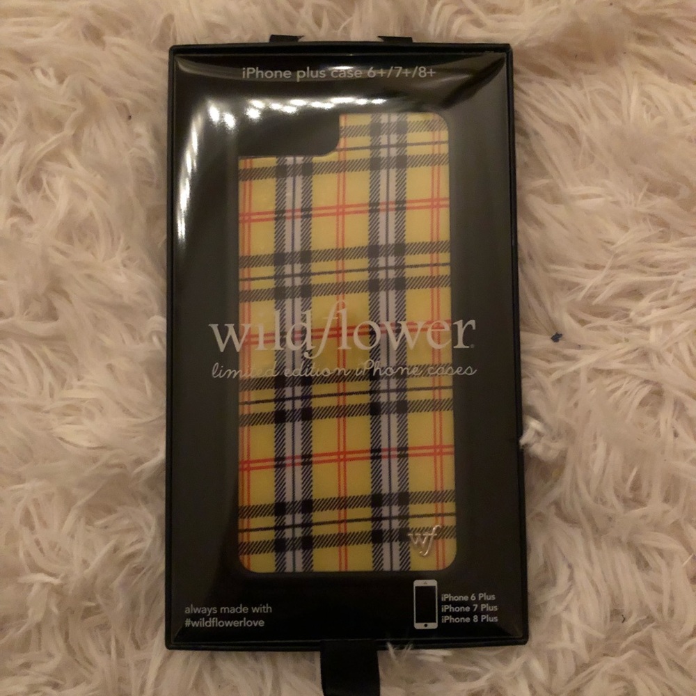 Wildflower Yellow plaid iphone 6+/7+/8+ case